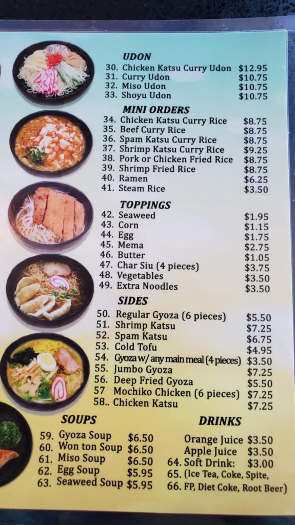 Kauai Ramen Menu 2